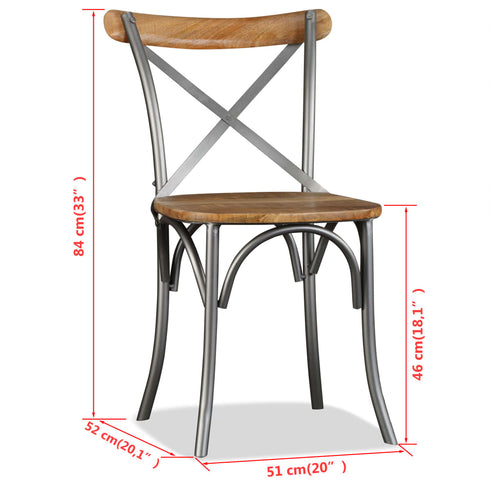 Swen Studio -  Dining Chairs 6 pcs Solid Mango Wood and Steel Cross Back